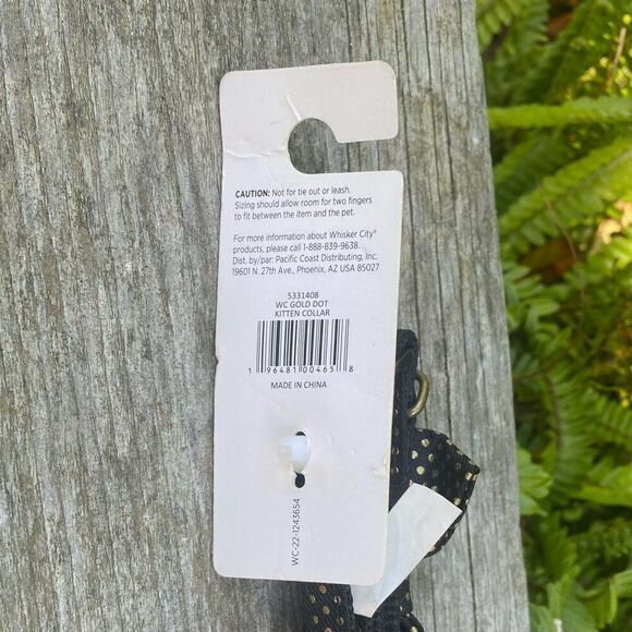 NWT New Whisker City Pet Adjustable Kitten Collar Black/Gold Polka Dots Bow OS - Picture 3 of 3